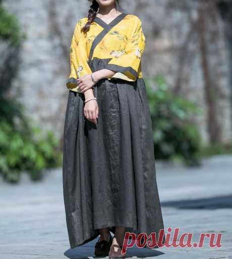 Yellow boho maxi dress Floor dress Holiday dress plus size | Etsy