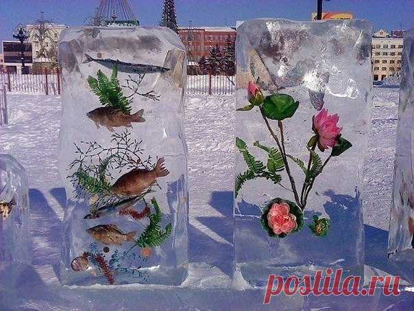 Вот это красоту сотворили! Фантазии изо льда.