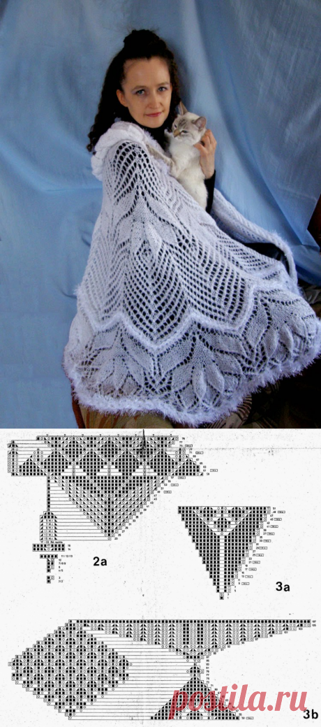 MyKnits.Ru: Накидка, шаль &quot;Снежная королева&quot; спицами
