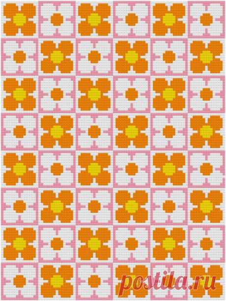 Cross Stitch Pattern, 'Retro Flower Wallpaper' PDF