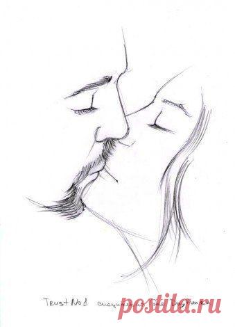 Как нарисовать поцелуй карандашом