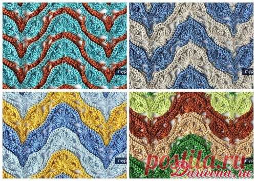 Красивый узор крючком: одна схема - четыре варианта