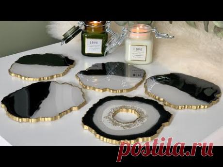 Epoxy Resin Coaster #3 Black/White DIY  - Epoksi Bardak Altlığı #3 Siyah/Beyaz DIY