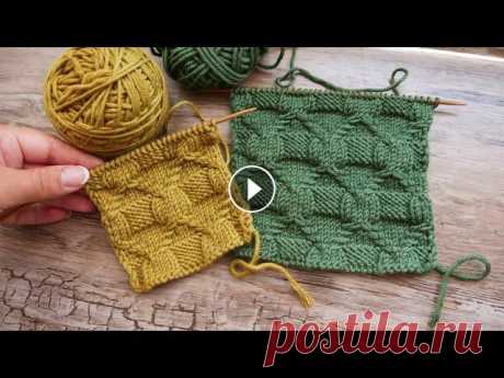 Рельефные ромбы – узор спицами ꧁꧂ Embossed rhombuses - knitting pattern Рельефный узор спицами из ромбов – великолепный рисунок для вязания шапок, пледов и свитеров Набрать количество петель кратно 12+2 петли. Вязать по сх...