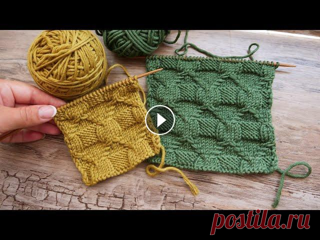 Рельефные ромбы – узор спицами ꧁꧂ Embossed rhombuses - knitting pattern Рельефный узор спицами из ромбов – великолепный рисунок для вязания шапок, пледов и свитеров Набрать количество петель кратно 12+2 петли. Вязать по сх...