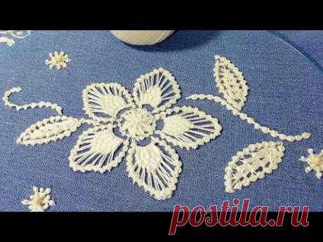 #malina_gm here are the best videos on Youtube Embroidery Macrame* Flower * Fantasy Hand embroidery on delicate fabric * Romanian lace threads : DMC perl №8 ...