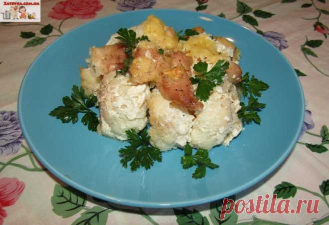 Курица с цветной капустой под сливочным соусом и сыром (в духовке) — Кулинарная книга