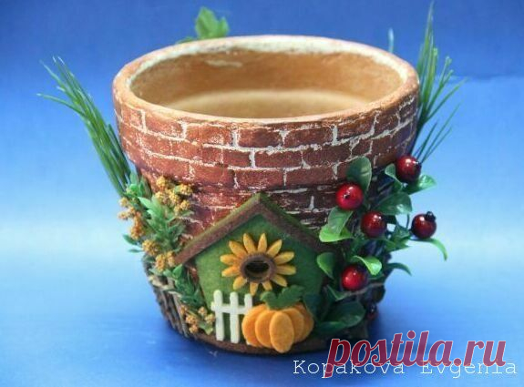 Декор цветочного горшка своими руками. Мастер-класс.