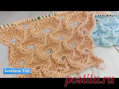 Простой АЖУРНЫЙ УЗОР СПИЦАМИ 