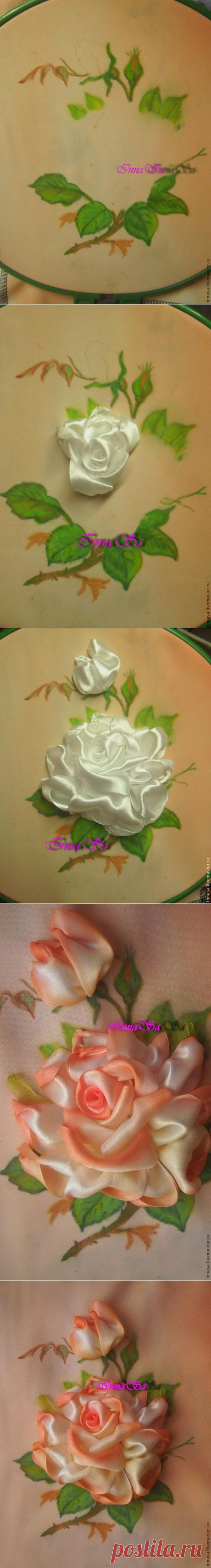 Вышиваем розу лентами - Ярмарка Мастеров - ручная работа, handmade