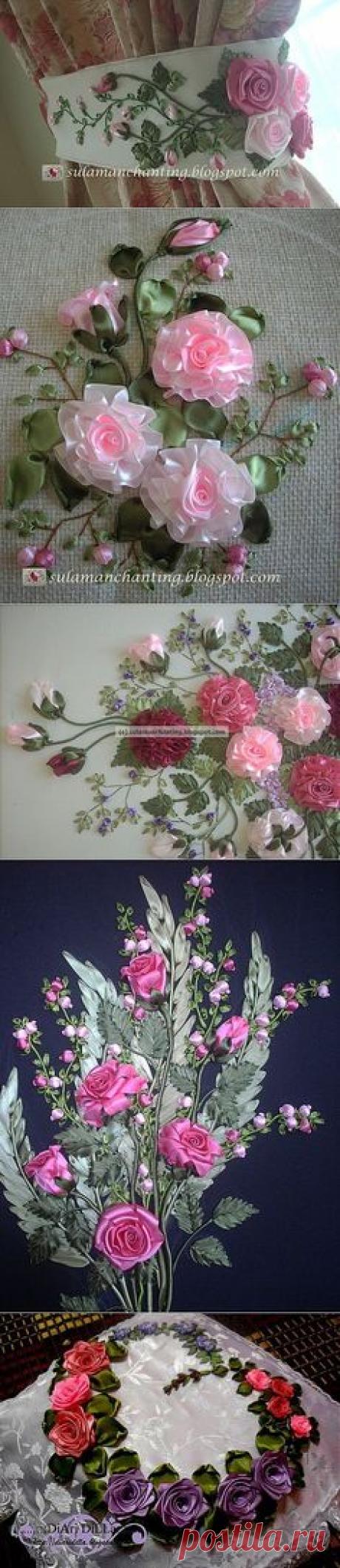 ленты | Ribbon embroidery, Embroidery and Craft