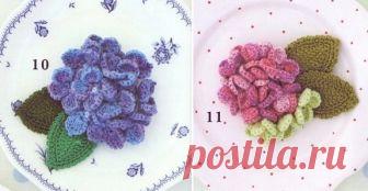 Украшения крючком с цветами гортензии