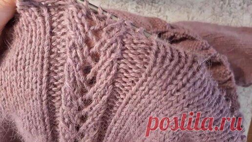 Ажурная дорожка - отличный способ создать дополнительную вертикаль на джемпере, как связать | Вязалушка | Дзен