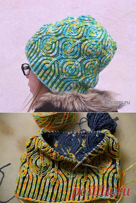 Шапка «Листья» от Raina Kruus в технике бриошь