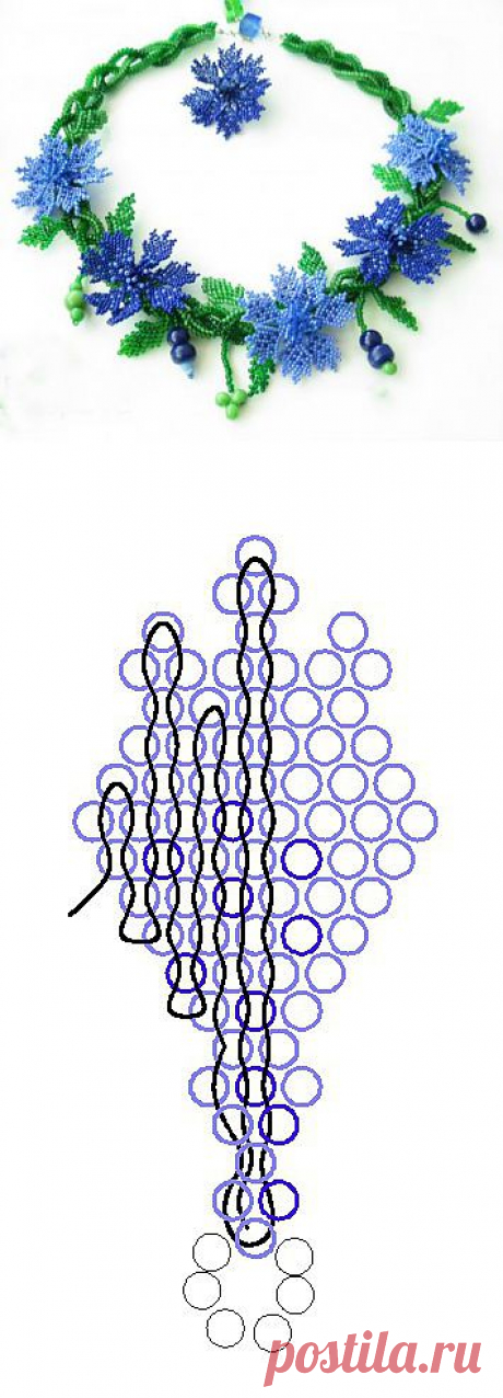 Necklace &quot;Cornflowers&quot;, beaded necklace scheme | Laboratory household