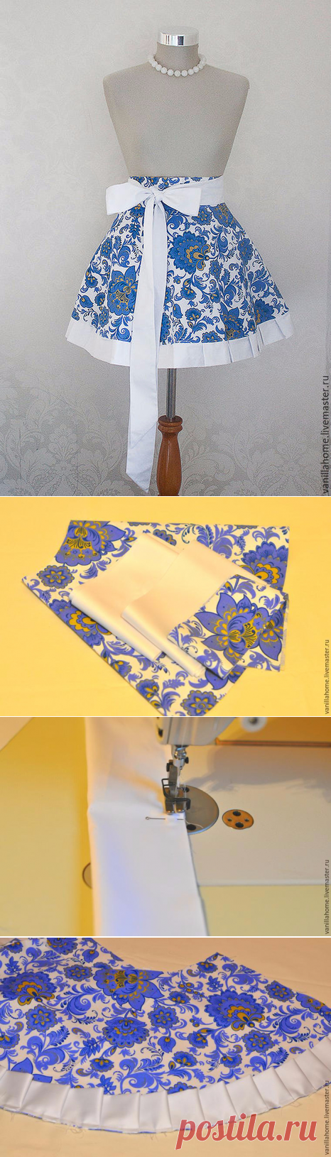 Шьём очаровательную фартук-юбочку «Гжель». Мастер-класс + хитрости