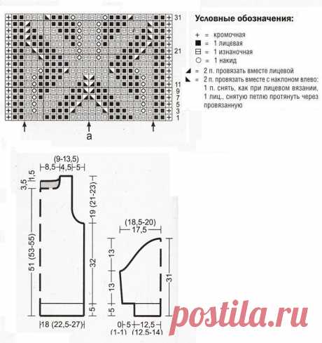 Джемпер с ажурными листьями — Shpulya.com - схемы с описанием для вязания спицами и крючком