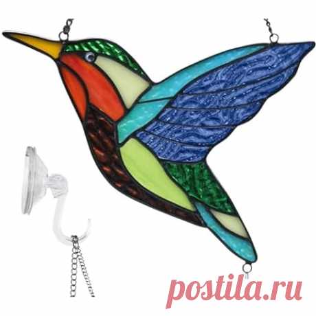 Amazon.com: Regalos de colibrí, vitrales, vitrales colgantes, decoración de pájaros de vidrieras para ventana de cocina, regalos de colibrí para mamá, atrapasoles. : Patio, Césped y Jardín