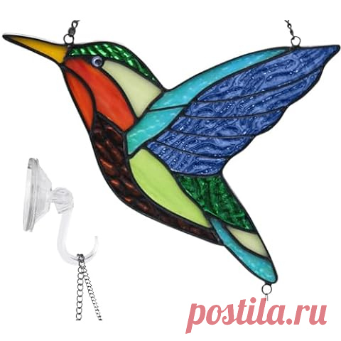 Amazon.com: Regalos de colibrí, vitrales, vitrales colgantes, decoración de pájaros de vidrieras para ventana de cocina, regalos de colibrí para mamá, atrapasoles. : Patio, Césped y Jardín