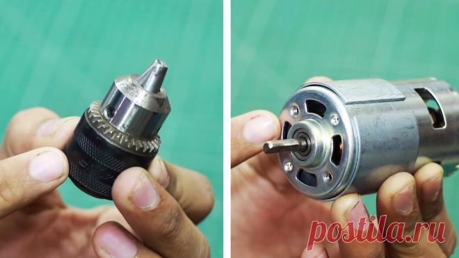 Как насадить сверлильный патрон на тонкий вал электродвигателя при помощи болта При изготовлении самодельного сверлильного станка, фрезера или ЧПУ, может потребоваться напрямую установить патрон на тонкий вал двигателя типа 775 серии. Для этого нужен специальный переходник. Делается он из обычного болта. Что потребуется: Болт 3/8 или 1/2 дюйма; электродвигатель 775 -