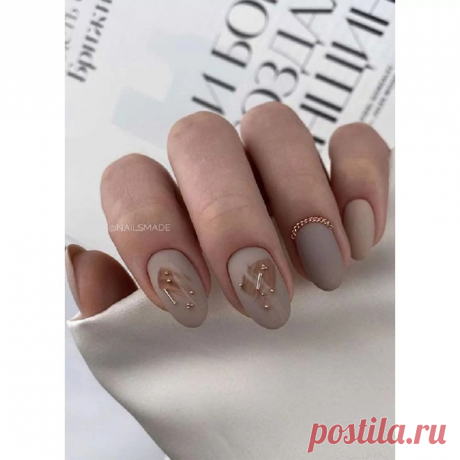 Светлый маникюр (бежевый матовый с декором) - купить в Киеве | Tufishop.com.ua