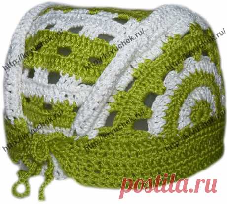 Вязание крючком летней детской шапочки - банданы | Kryuchek.ru