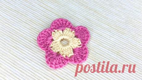 Мастер-класс по вязанию крючком простого маленького цветочка с пятью лепестками. | Повязули. Вязание крючком и вязание С2С. | Яндекс Дзен