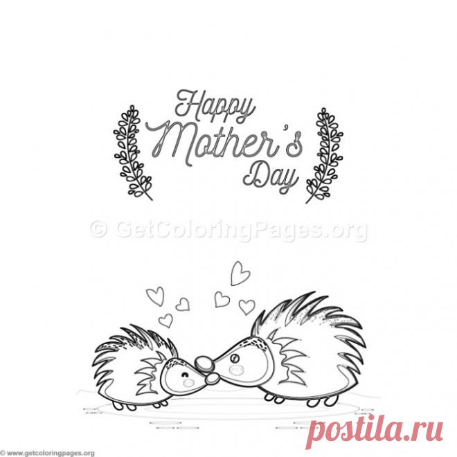 Cute Cartoon Porcupine Happy Mother&#8217;s Day Card Coloring Pages &#8211; GetColoringPages.org