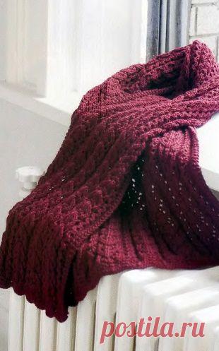 Шарф с узорами из кос | Рукоделие и вязание