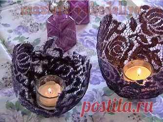 Мастера рукоделия - рукоделие для дома. Бесплатные мастер-классы, фото и видео уроки - Мастер-класс: Кружевной подсвечник