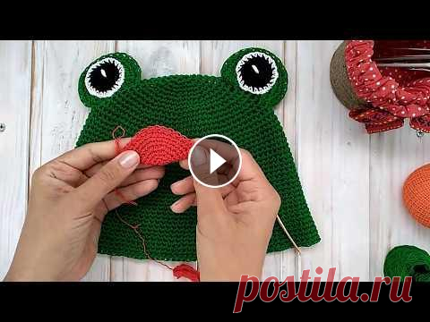 Шапочка Лягушка подробный МК. Как крючком связать шапочку Лягушку. Показываю подробно. Как связать шапочку крючком: #зверошапкакрючком #лягушка #шапкалягушка...