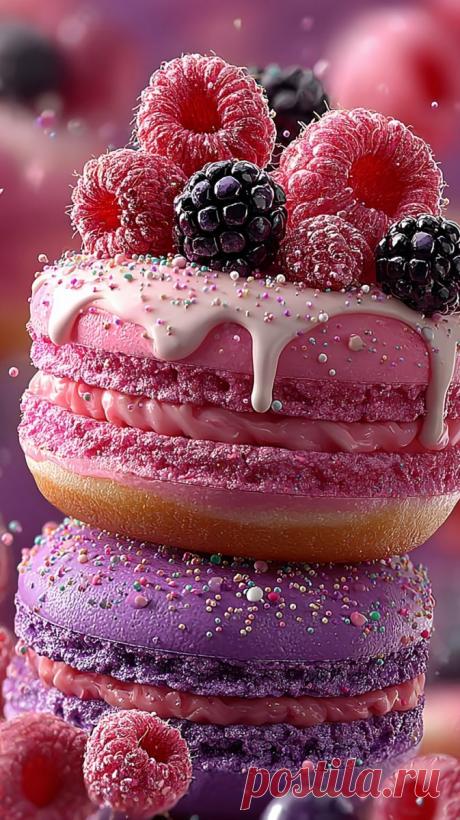 Розовый пончик с молочной взрывом и свежими ягодами: фотосъемка десертов премиум-класса. Генерация из нейронной сети Midjourney - Midjourney примеры промтов - Форум ИИ о нейросетях - Yes Ai