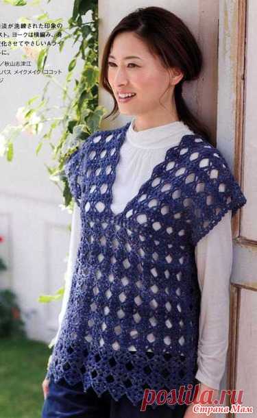 Ажурная безрукавка оригинального кроя. Крючок. - ВЯЗАНАЯ МОДА+ ДЛЯ НЕМОДЕЛЬНЫХ ДАМ - Страна Мам