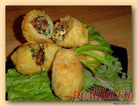 Хрустящий фаршированный картофель с ветчиной и сыром