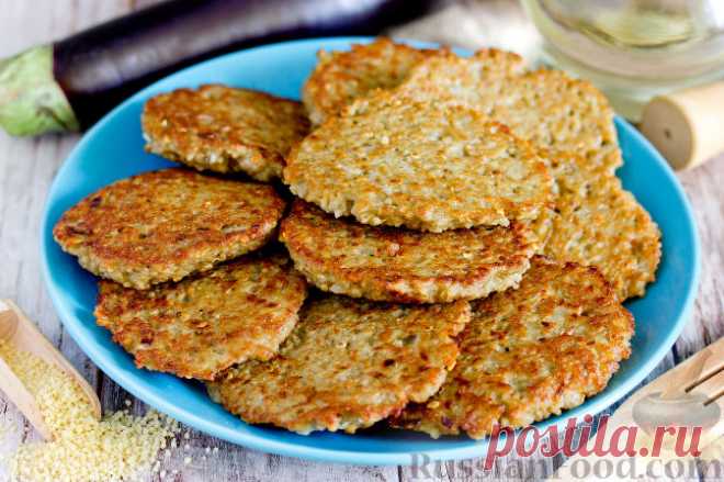 Рецепт: Оладьи из баклажанов с кускусом на RussianFood.com