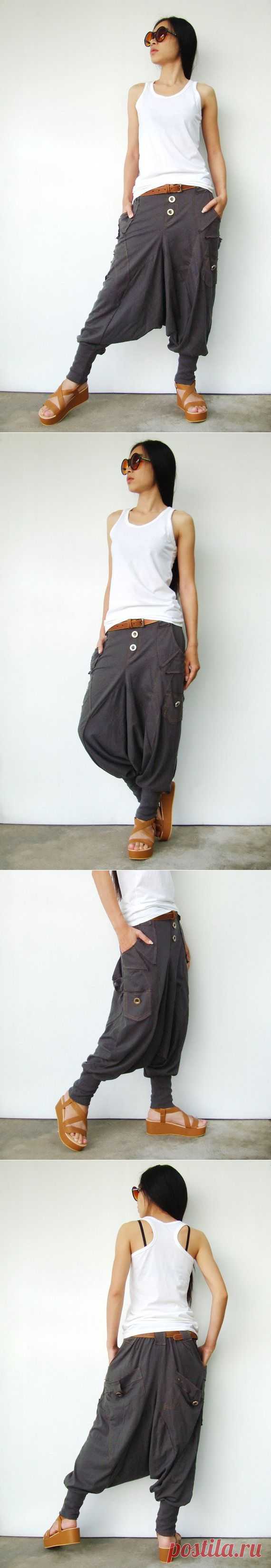 NO.95 Charcoal Cotton Jersey Casual Harem Pants от JoozieCotton