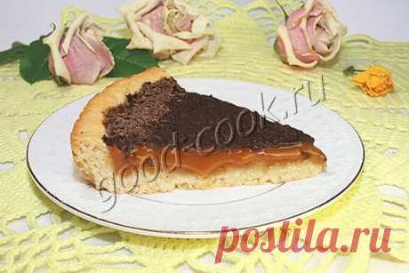 Песочный пирог с ирисками и шоколадом. Рецепт приготовления