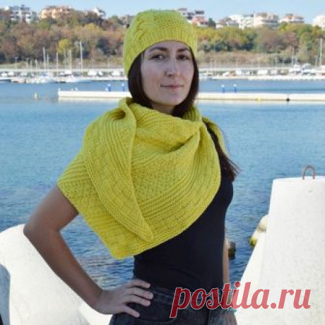 Вяжем стильный скандинавский платок треугольной формы. Спицами. / knittingideas.ru