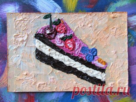 Dessert Cake Painting Decor Food Impasto Oil Painting Art | Etsy