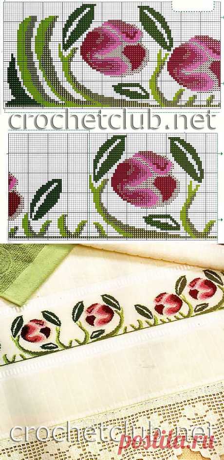 Полотенце с вышитыми тюльпанами - Блог для женщин