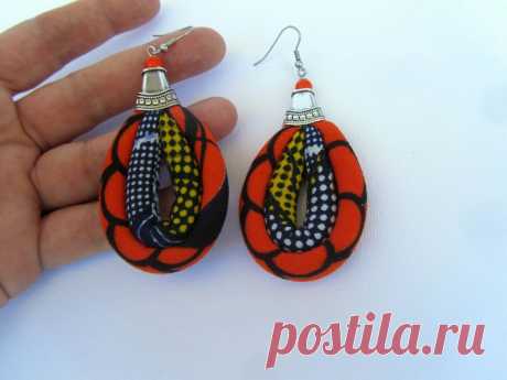 Африканские серьги для женщины Анкара ткань серьги | Etsy