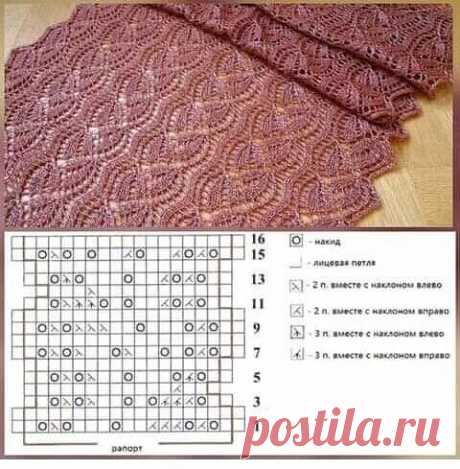 Узор со схемкой для ажурного палантина.