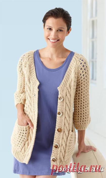 кардиган от Lion Brand.