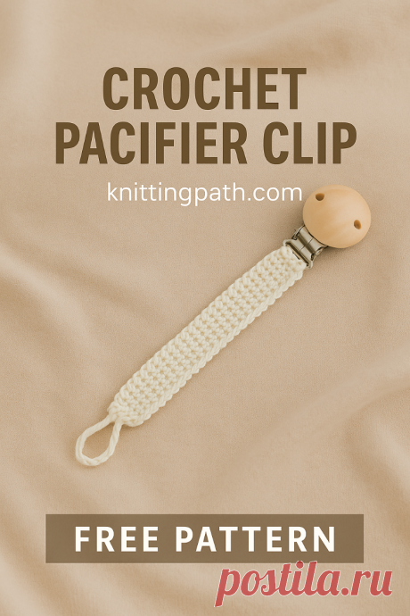 Crochet Pacifier Clip with Wooden Clasp