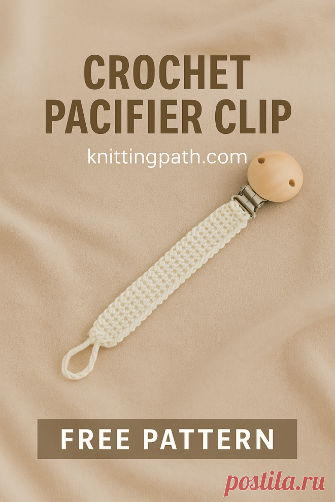 Crochet Pacifier Clip with Wooden Clasp