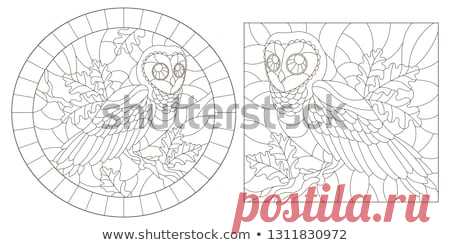 Стоковая векторная графика «Set Contour Illustrations Owls Dark Contours» (без лицензионных платежей), 1311830972: Shutterstock