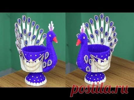 Amazing Peacock Design Showpiece - Woolen Showpiece Making Idea - Woolen art and craft ideas
