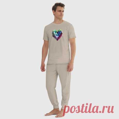 Мужская пижама хлопок Геометрическое полигональное сердце - купить по цене 2785 руб в интернет-магазине Всемайки, арт 3643527