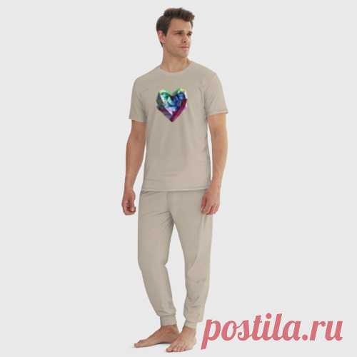 Мужская пижама хлопок Геометрическое полигональное сердце - купить по цене 2785 руб в интернет-магазине Всемайки, арт 3643527