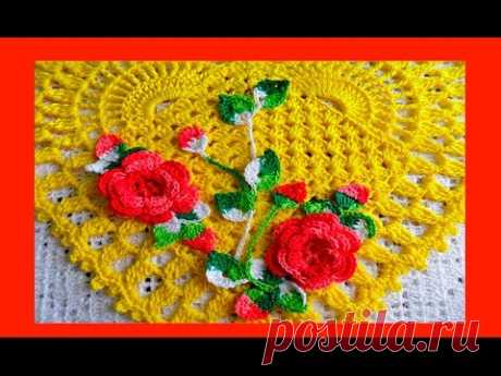 Салфетка  "Сердце "крючком.How to Crochet a Doily